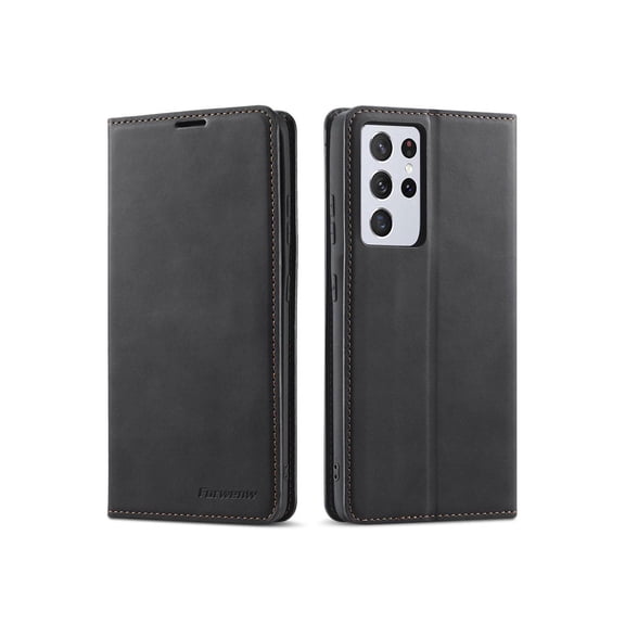 Samsung Galaxy S21 Ultra 6.8 Inch Case, PU Leather Cover TPU Bumper with Card Holder Kickstand Magnetic Shockproof Flip Wallet Cover