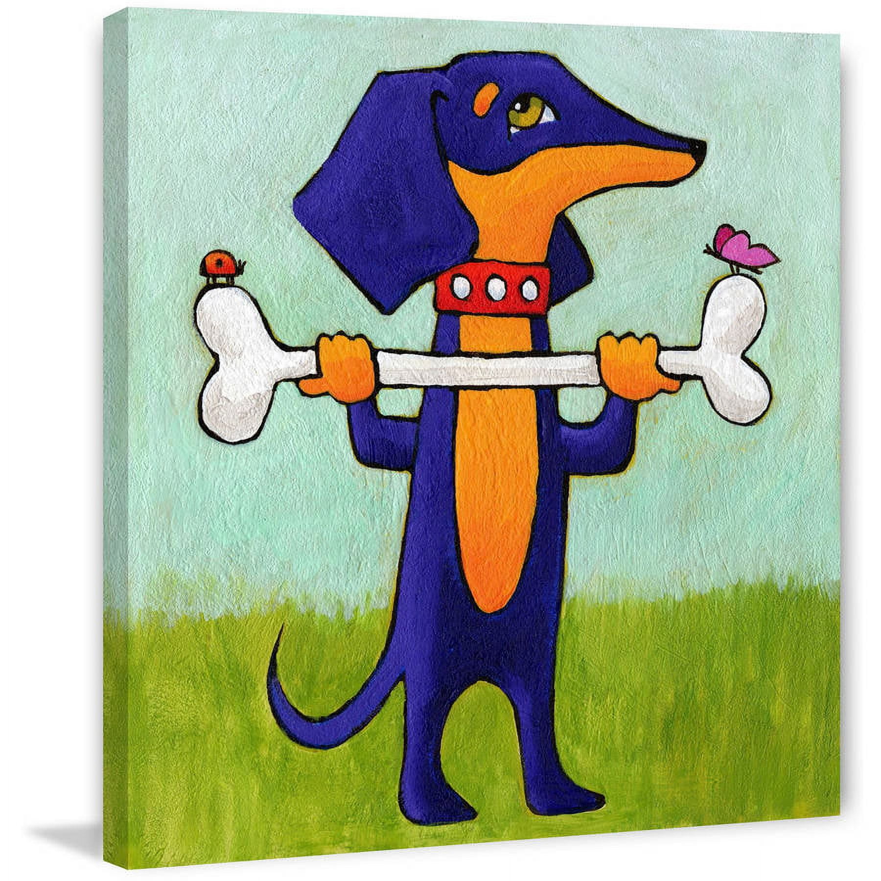Marmont Hill "Give a Dog a Bone" by Janet Nelson Painting Print on Wrapped Canvas