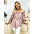 thumbnail image 3 of Fashion Womens Semi Sheer Boho Peasant Long Sleeve Off The Shoulder Top, 3 of 6