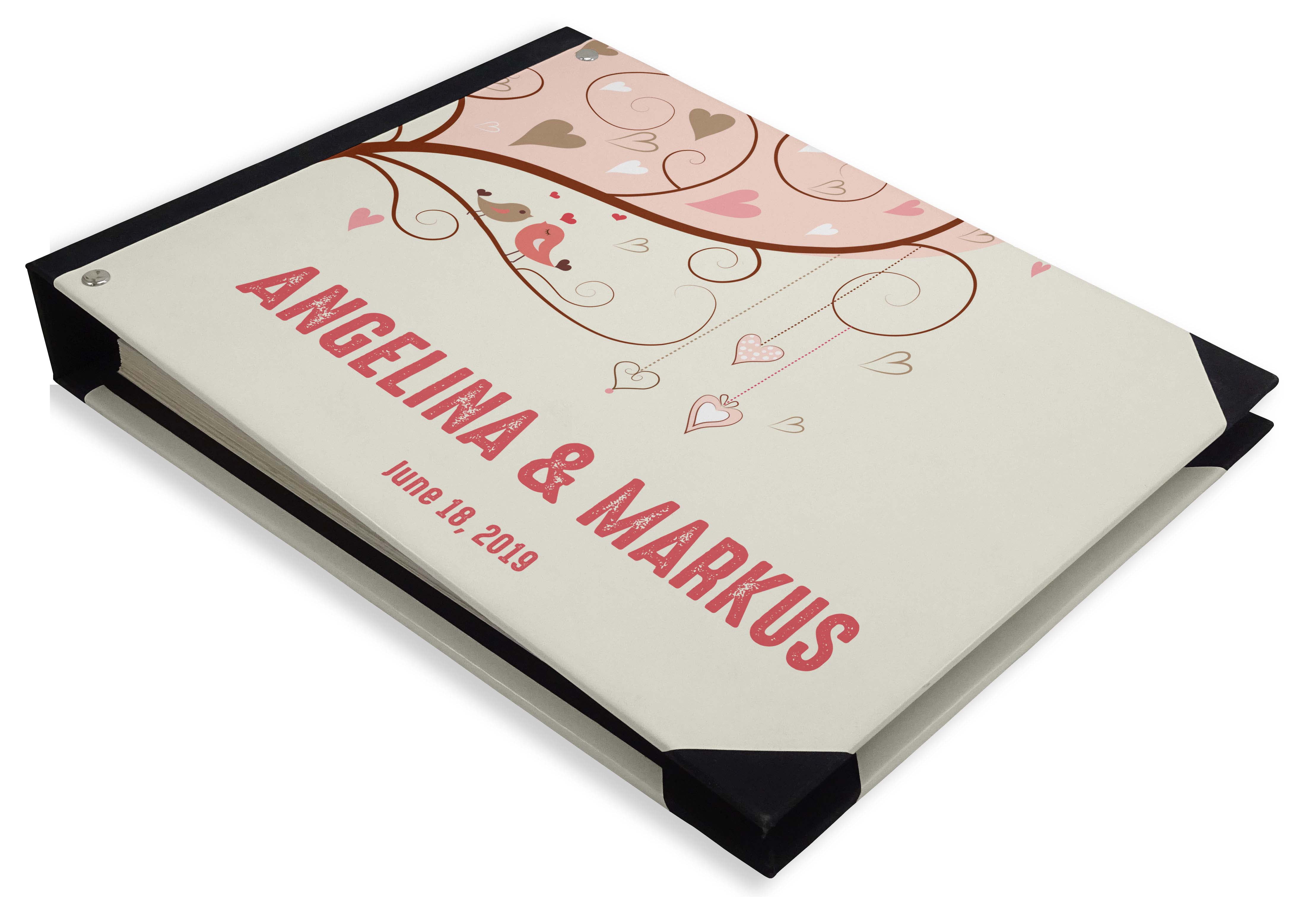 Darling Souvenir Grey Hanging Heart & Love Birds Printed Hardbound Cover Guestbook For Wedding Guest Sign In Book Registry-9 x 12 Inches