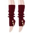thumbnail image 4 of UJNDER Women Long Ribbed Knit Leg Warmers With Buttons Boot Socks For Winter Sports Wine, 4 of 5