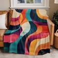 thumbnail image 2 of Abstract Ripple Flannel Blanket for Bed,Travel and Camping, Impressionist Colorful Line Super Soft Cozy Blanket for All Seasons 40"x50", 2 of 7
