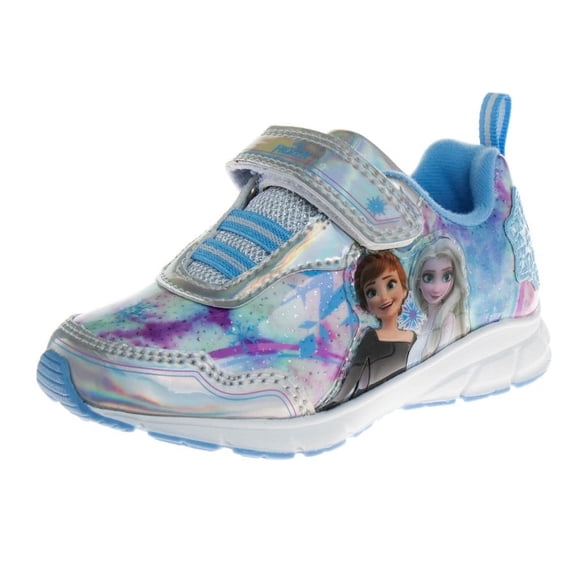 Disney Toddler Girls Frozen Light Up Sneakers - Silver/Blue, 10