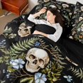 thumbnail image 3 of Homewish Spooky Skull Butterfly Full Size Bedding Sets for Kids, Rustic Mushroom Botanical Full Size Bed in a Bag, Black Reversible, 7 Pieces, 3 of 7
