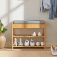 thumbnail image 1 of SoBuy FSR49-N, Bamboo Shoe Rack with Lift Up Bench Top and Seat Cushion,Hallway Shoe Storage Bench Organizer with Drawers, 1 of 7