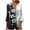 Black#03, variant on JTZGDY Fall 3/4 Flared Sleeve Tops for Women Lightweight Casual Floral Printed Half Button V Neck Henley Shirts Loose Flowy Cozy Ruched Pleated Tunic Blouse