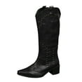 thumbnail image 2 of Viluyesy Womens Western Boots, Pointed Toe Stitched Chunky Heels Wide Calf Cowgirl Boots Black US9, 2 of 9