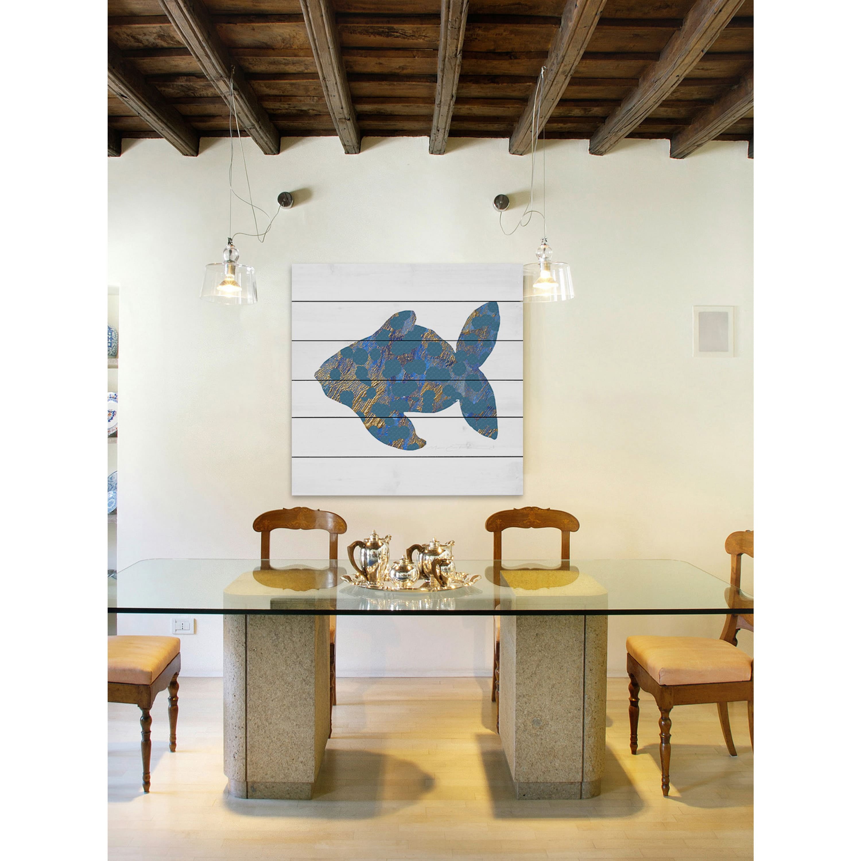 Marmont Hill "Poisson Dore" by Marie-Eve Pharand Painting Print on White Wood