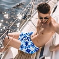 thumbnail image 2 of luoweisi Men's Beach Shorts Quick Dry Swim Trunks with Mesh Lining Blue and White Geometry 2XL, 2 of 5