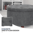 thumbnail image 4 of MoNiBloom Storage Ottoman with Padded Seat, Modern Cotton-linen Footrest, Round Seat Stool, Dark Gray, 4 of 8