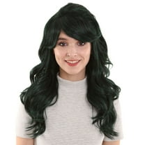 Women's Dark Green Color Curly Long Length Trendy Space Invader Wig