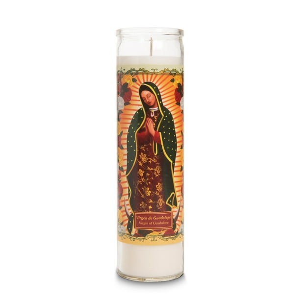 Religious Tall Unscented Jar Candle, Virgin de Guadalupe, Single