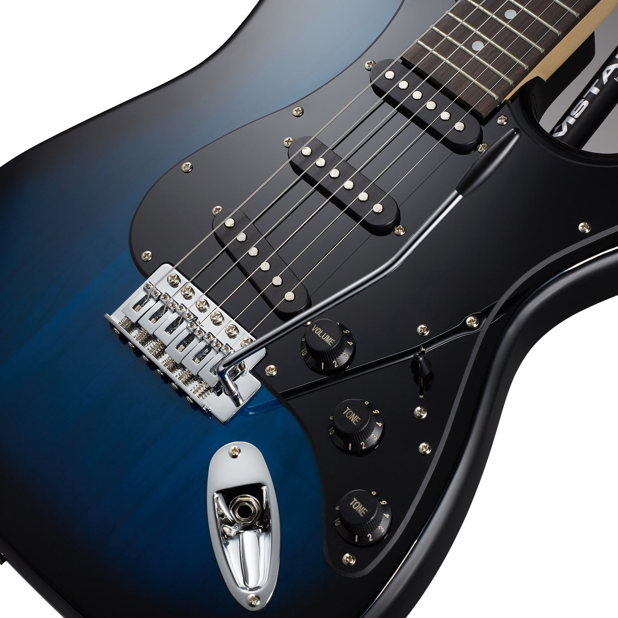 Ashthorpe 39-Inch Electric Guitar with S-S-S Pickups and Tremolo Bar - Blue/Black