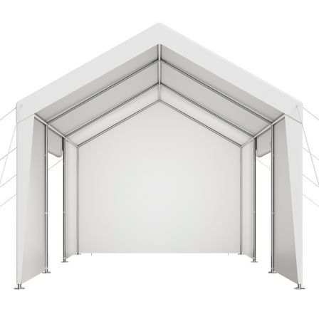 KFFKFF 12 x 20 FT Outdoor Car Canopy with Removable Sidewalls & Door, Heavy Duty Portable Outdoor Garage Carport, UV-Resistant Car Shelter for Automobiles, Boats, White