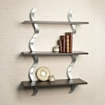 thumbnail image 2 of Danya B WL-A01 Contemporary Waves 3-Level Floating Shelving System - Walnut/Silver Finish, 2 of 4