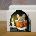 thumbnail image 1 of Ratón leyendo un libro, calcomanía decorativa para pared, aula, biblioteca, estantería, amante de los libros, adorable, 1 of 5
