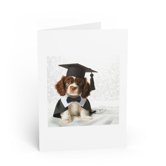 DistinctInk Greeting Card / Note Card - Boykin Spaniel Puppy Graduation - PACK of 50