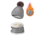 thumbnail image 4 of HNMKIU Winter Knitted Scarf Hat Gloves Set with Thermal Padded for Cold Weather Z03_Grey,No-Gloves_One Size, 4 of 4