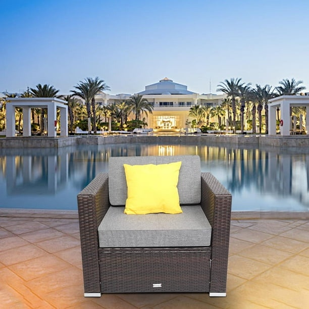 Ktaxon 1 Piece Oshion Patio PE Wicker Rattan Single Sofa - Walmart.com - Walmart.com