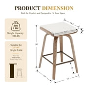 Guyou 26 Swivel Counter Height Bar Stools Set of 2, Modern Backless Counter Height Bar Stools with Linen Upholstered, Farmhouse Bentwood Saddle Seat Wooden Island Chairs for Kitchen Pub, Beige