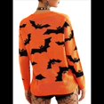 thumbnail image 3 of Suéter de Punto Jacquard de Halloween de Larga para Mujer, Cuello Redondo, para Otoño e Invierno. Naranja Rojo L, 3 of 7