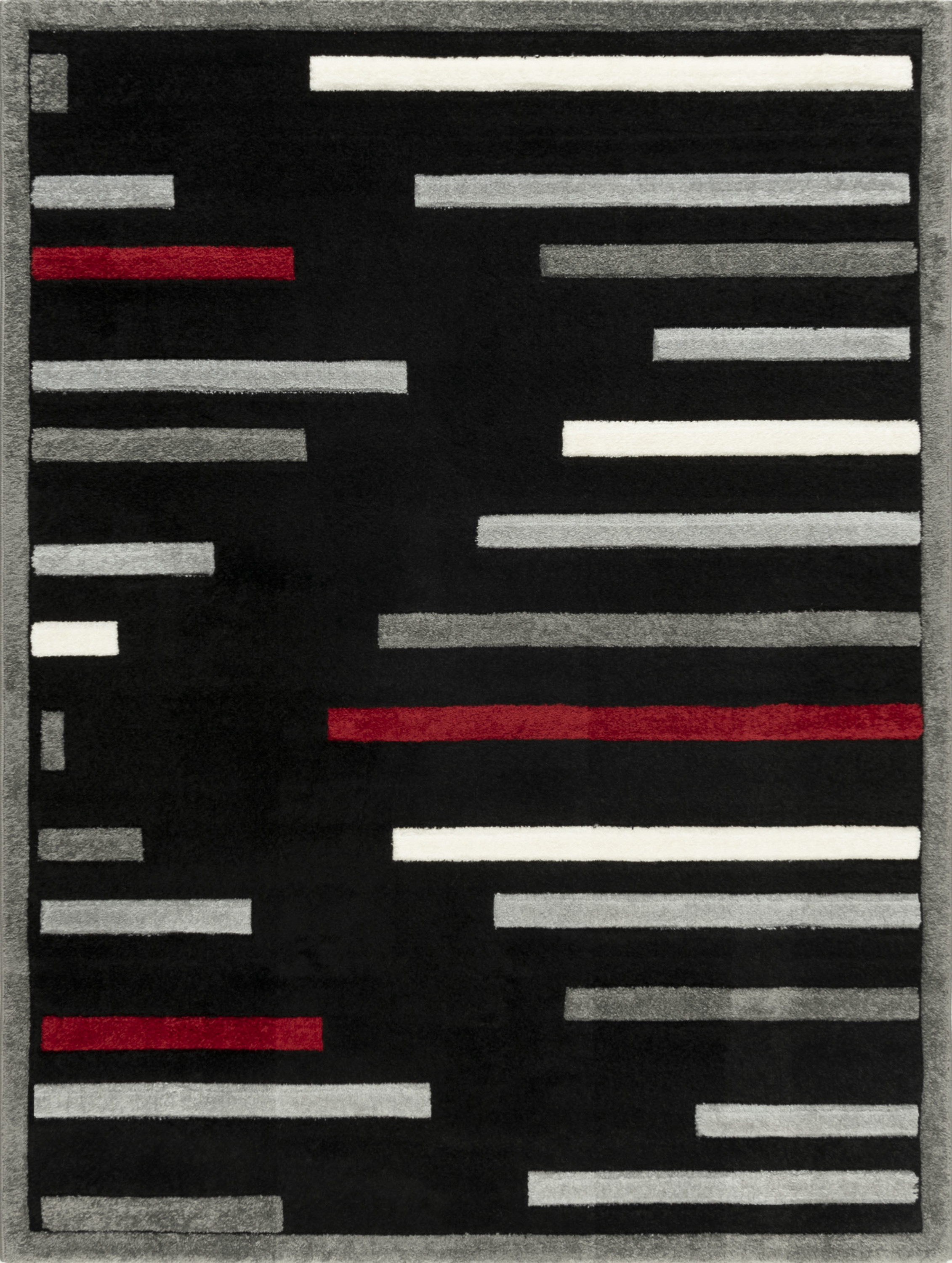 Contemporary 5x7 Area Rug (5' x 6'7'') Stripe Black, Gray Living Room Easy to Clean