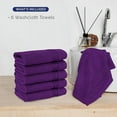 thumbnail image 2 of Elegant Comfort Turkish Cotton Washcloth Set, 6-Pack, 13" x 13", Highly Absorbent - Soft Bathroom Towels, Purple, 2 of 5