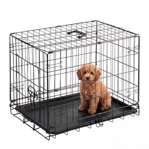 EDX Single Door Folding Metal Wire Dog Crate, 24 Inch