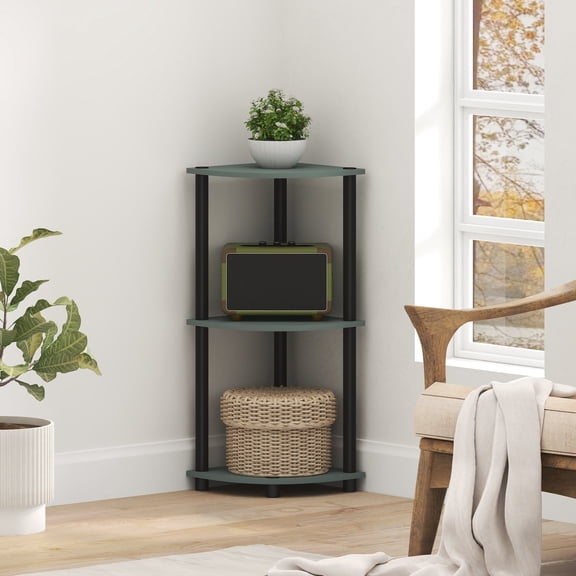 Furinno TURN-N-TUBE 3-Tier Corner Open Bookshelf Sage Green