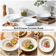 thumbnail image 5 of Soup and Pasta Bowls Set of 4, White Porcelain Wide Rim Salad Plates 27oz Large Round Deep Plate 9 inch Ceramic Serving Bowl for Entree Dinner Noodle Kitchen Entertaining, Microwave & Dishwasher Safe, 5 of 7