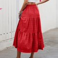 thumbnail image 5 of Women’s High Waist Tiered Maxi Skirt with Elastic Waistband and Pockets Flowy A Line Lightweight Casual Skirt Red M, 5 of 7