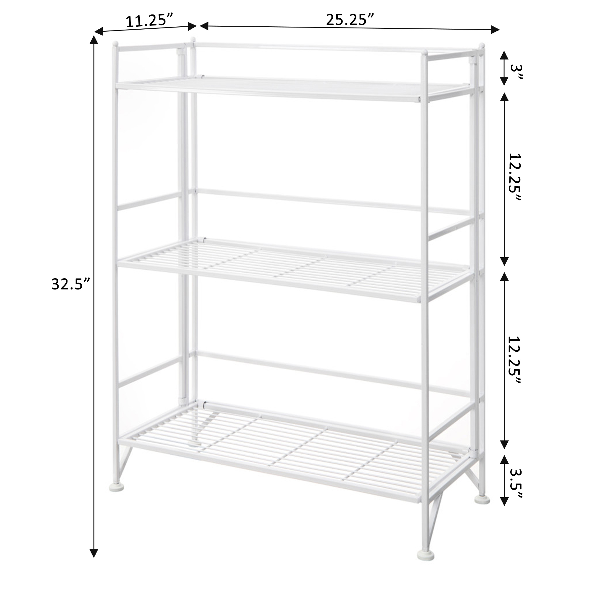 Convenience Concepts Xtra Storage 3 Tier Wide Folding Metal Shelf, White - image 5 of 7