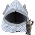 thumbnail image 2 of Acogedora casa para gatos, cúpula, acogedora cueva, perrera, cesta para perros, linda forma de pez, almohada para mascotas, casa para gatitos, cama pequeña para cachorros, gris S Sailing Electrónica, 2 of 5