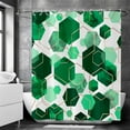 thumbnail image 3 of Dznils Green Geometric Fabric Shower Curtain, Modern Abstract Bathroom Curtain with Hooks, 72" x 72", 3 of 13