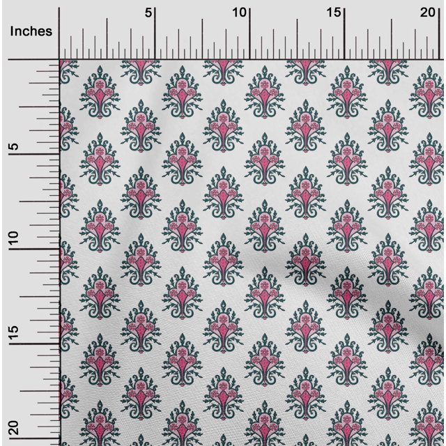 oneOone Cotton Poplin Fabric Leaves|Floral & Paisley Block Print Sewing Fabric BTY 56 Inch Wide