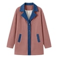 thumbnail image 5 of Sevevn Women's Color Block Denim Trim Corduroy Jacket Lapel Collar Button Down Long Sleeve Mid Length Casual Patchwork Outerwear Coat with Pockets Pink M, 5 of 9