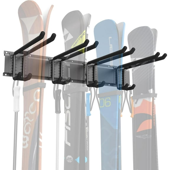 Garage Storage Organization Wall Ski Rack 4 Pairs of Skis Mount Ski Hanger for Garage Snowboard Wall Rack Holds Up to 200 lbs