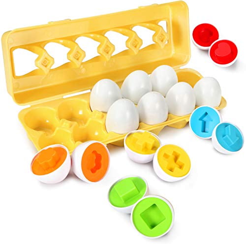 Easter Match Eggs Shape TomatoFish Color Shape Matching Egg Set Sorting Puzzle for Toddlers Boys Girls Preschool STEM Toys Educational Color /& Shape//Number Recognition Skills Learning Toys