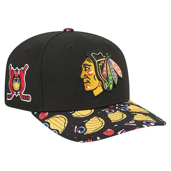Men's New Era Black Chicago Blackhawks Mascot Visor 9SEVENTY Adjustable Hat