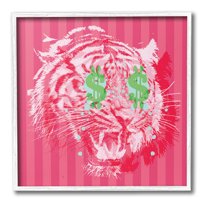 Stupell Industries Tiger with Dollar Symbol Animals & Insects Painting White Framed Art Print Wall Art, 24 x 24
