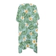 thumbnail image 3 of FKELYI Kimono Coverups for Women Soft Beach Cover Up Green Monstera Frangipani Flower Print Half Sleeve Summer Cardigan Bikini Cover Ups Resort Wear Casual Cruise Outfits, 3 of 6
