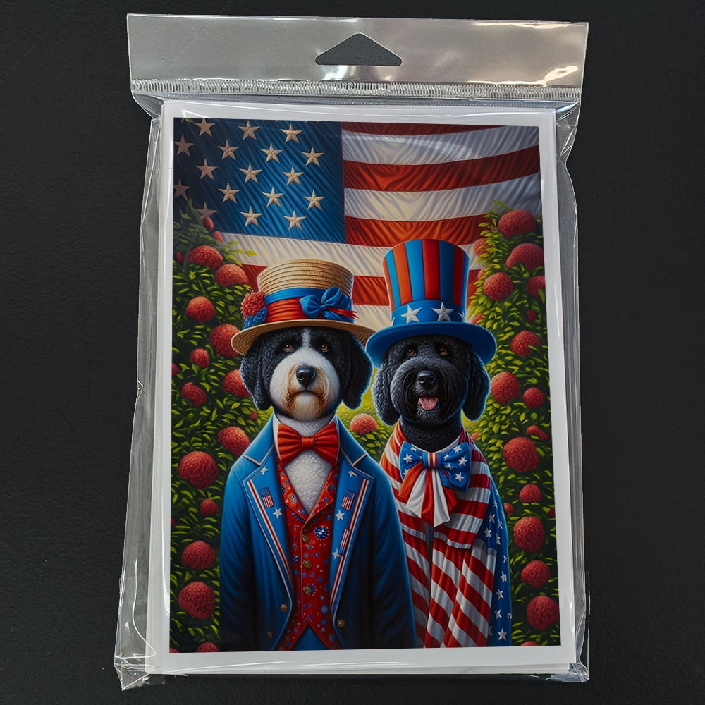 All American Portuguese Water Dog Greeting Cards Pack of 8 7 in x 5 in
