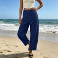 thumbnail image 5 of Barrel Pants For Women Elastic Waist Loose Fit Trouser Summer Casual Beach Vacation Lounge Pants With Pockets, 5 of 7