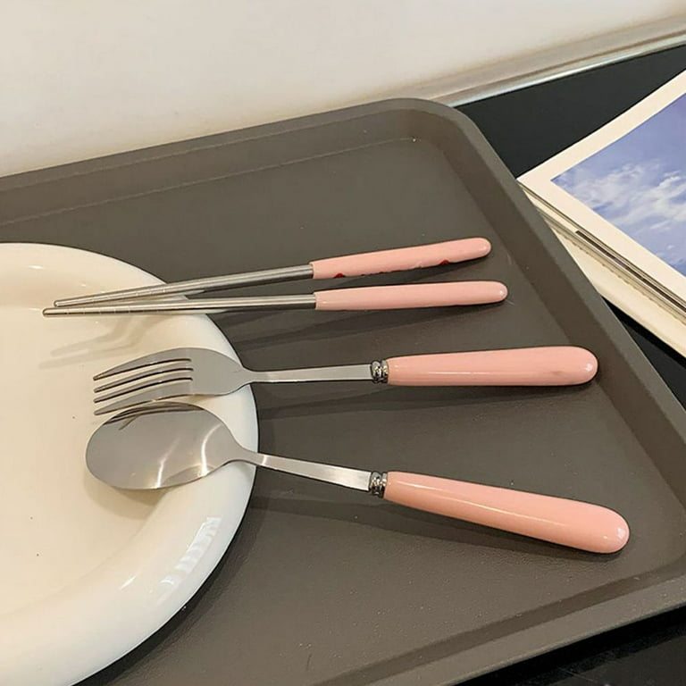 Cute Strawberry Korean Chopsticks Spoon Fork Cutlery Set Stainless Steel  Travel Tableware With Case Portable Kitchen Utensils - AliExpress