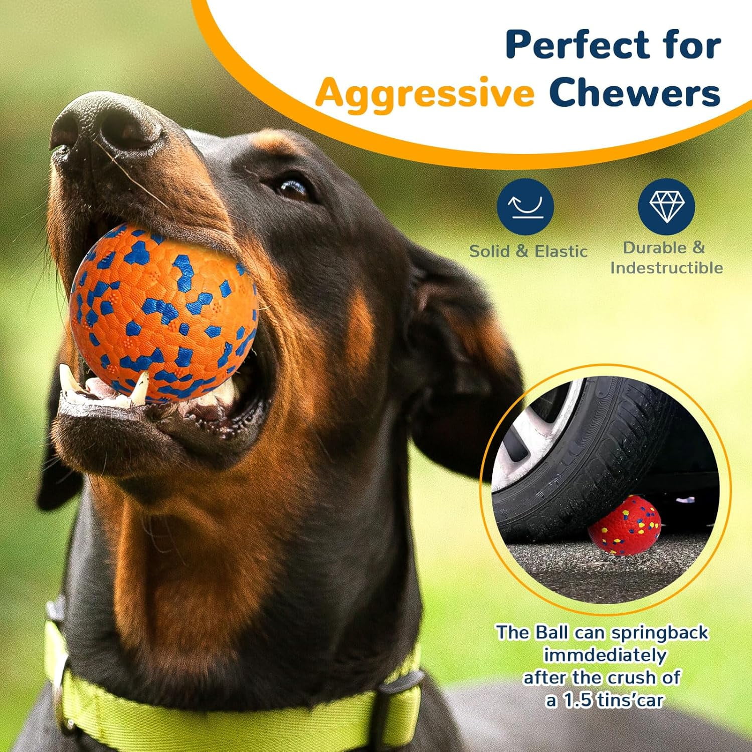 General 4 Pack Dog Balls Indestructible Dog Toys for Aggressive Chewers Durable Tough Tennis Balls Toys for Medium Large Dogs Outdoor Outside Fetching Toys for Big Dogs Chew Ball