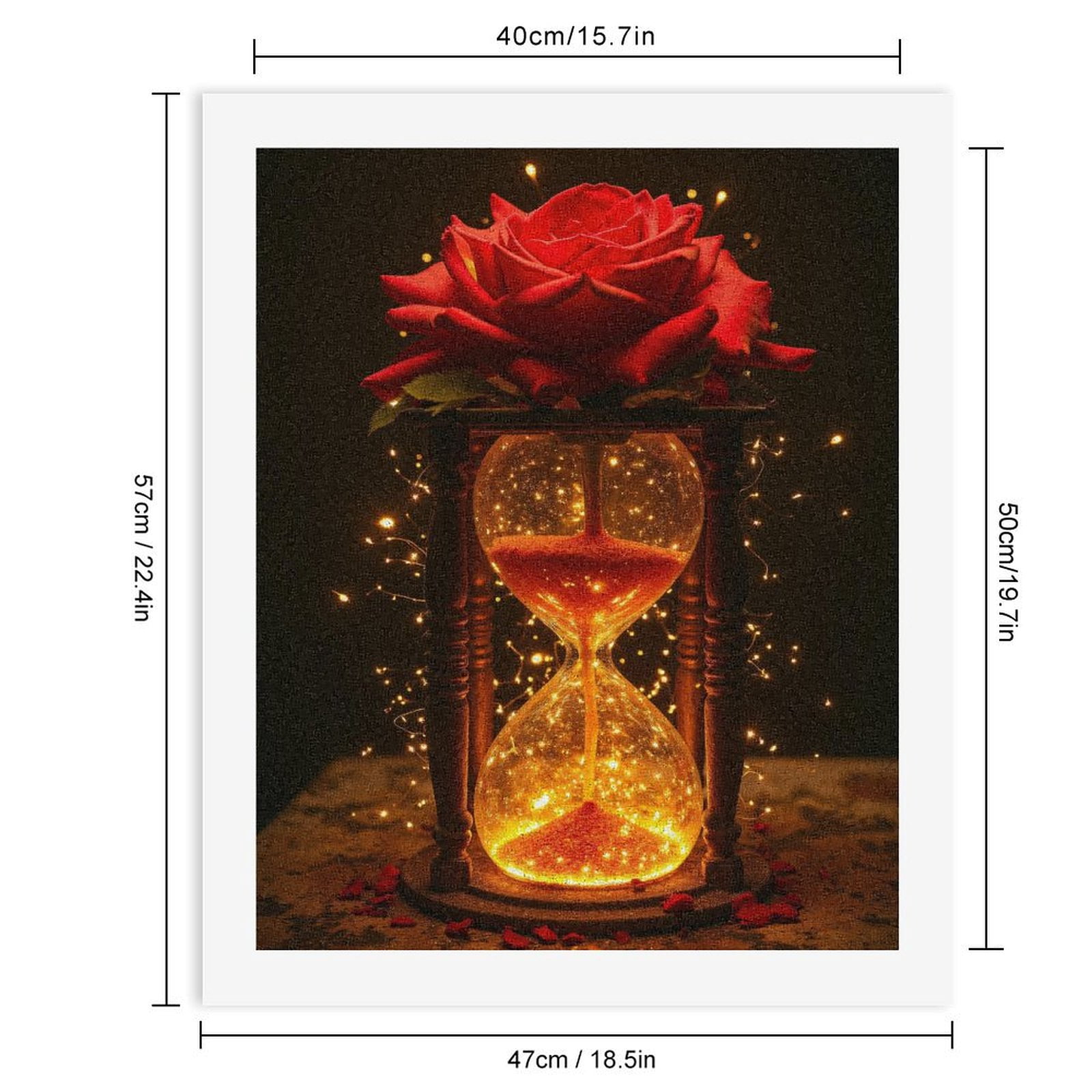 Paint By Numbers Kit for Adults Beginner - DIY Red Rose Illuminated Hourglass Canvas Painting Kits for Adults, Frameless Paint By Number for Adults for Home Wall Decor 16x20 Inch