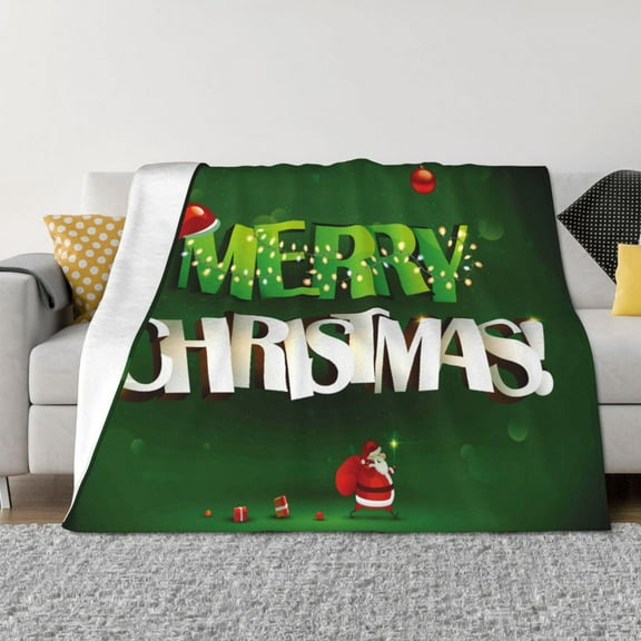 Rozeui Merry Christmas for Flannel Blanket, Soft Fuzzy Plush King Blanket for Winter, Thick and Warm All-Season Bed Throw-50"x40"