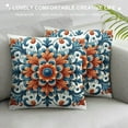 thumbnail image 3 of Creowell Navy Blue Orange Pillow Covers, Ethnic Carpet Pattern Design Decorative Throw Pillows Blue Print Farmhouse Cushion Pillow Covers for Sofa Couch Outdoor Decor, 3 of 5