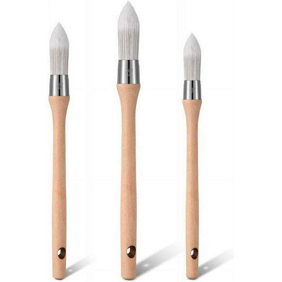 Edge Painting Tool With Solid Wood Handle, Trim Paint Brush For Versatile Use On Various Surfaces Including Walls, Doors, Ceilings, Stair Railings, Window Frames And Baseboards, 3 Packs