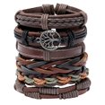 thumbnail image 2 of Hot Sale Vintage Funky Men's Adjustable Alloy Multilayer Combination Tree Of Life Leather Braided Bracelet, 2 of 4